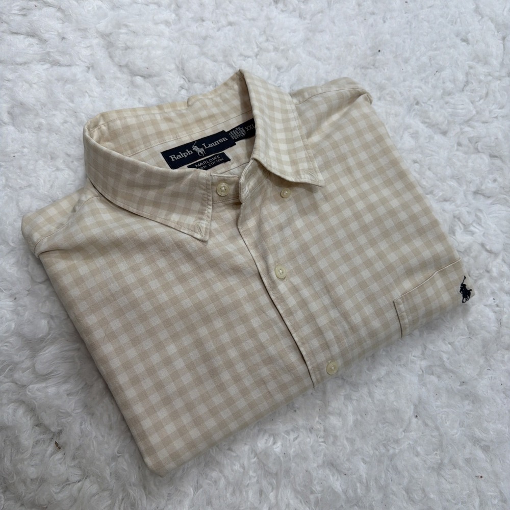 Vintage Polo Ralph Lauren Marlowe Shirt Sz XXL Checked Relaxed Baggy Made In USA